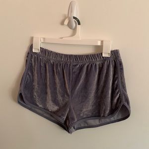 TopShop blue velvet shorts